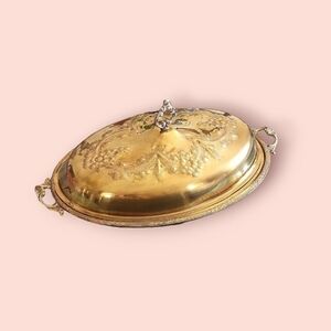 vintage floral beautiful gold dinnerware platter